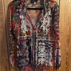 Johnny Was MAZZY BUTTON DOWN FITTED BLOUSE